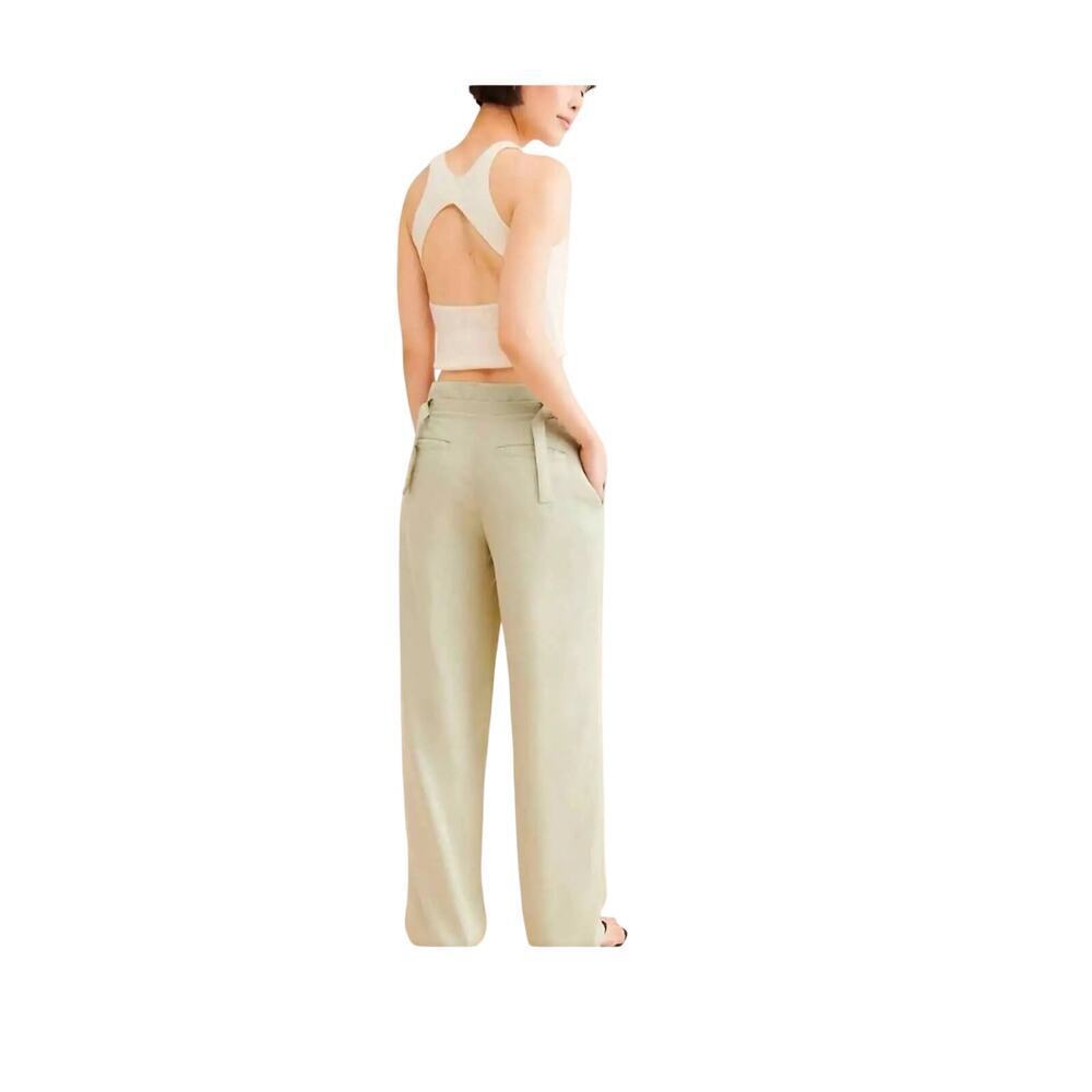 Free people falling out trousers neutral khaki cinch waist wide leg high waist 2